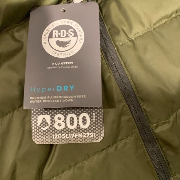 NWT Lands' End Men's 800 Down Packable Jacket Size 2X (50-52) Olive Green - Picture 6 of 12